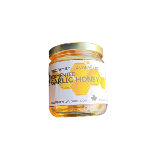 Jar of fermented garlic honey