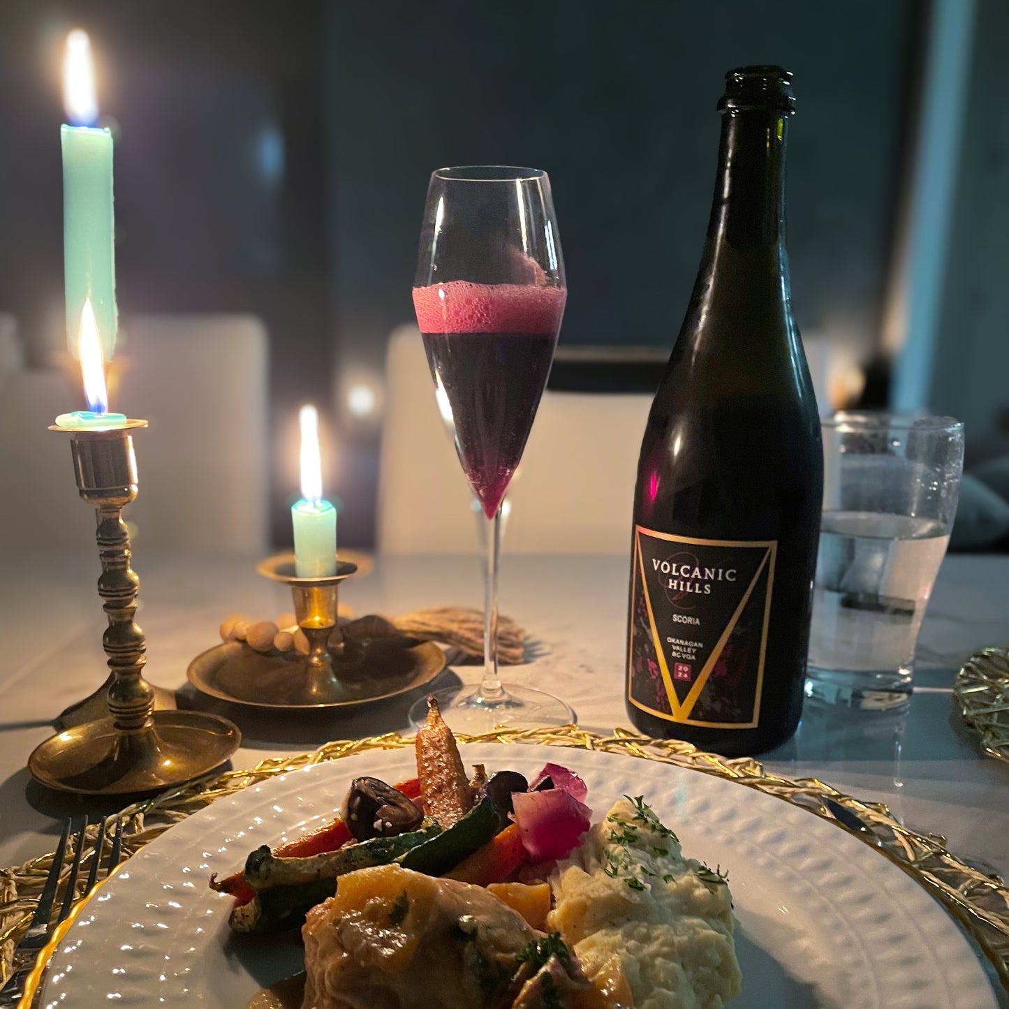 Scoria Sparkling Foch with Turkey Dinner holiday meal